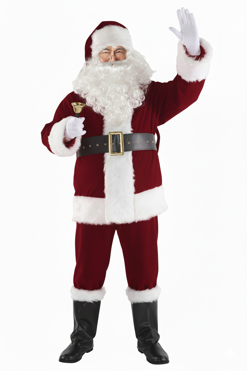 Traje de Papá Noel Deluxe Regal Papá Noel Navidad Profesional Peluche 9 piezas