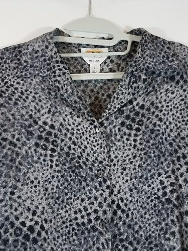 Talbots Womens Size 6 Petites Silk Button Up Blouse Animal Print Long Sleeve - Picture 4 of 8