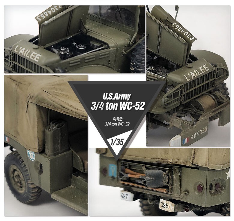 Academy 1/35 U.S.Army 3/4 ton WC-52 Utility Truck Vehicle Model