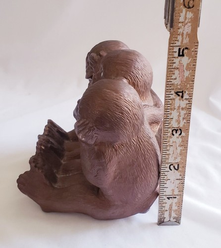 Duncan Enterprises Vintage Three Wise Monkey's Sitting Ceramic Figurine Decor - Picture 4 of 5
