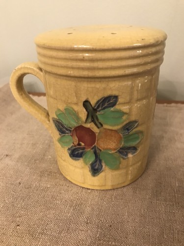 Vintage Hotta Yu Shoten Japanese Basketweave Majolica Handled Spice Sugar Shaker - Picture 6 of 12