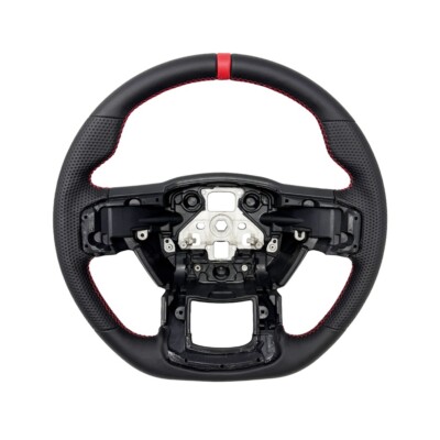 REVESOL Black Sports Flat Steering Wheel V2 Red Strip for 2015-2020 Ford F150