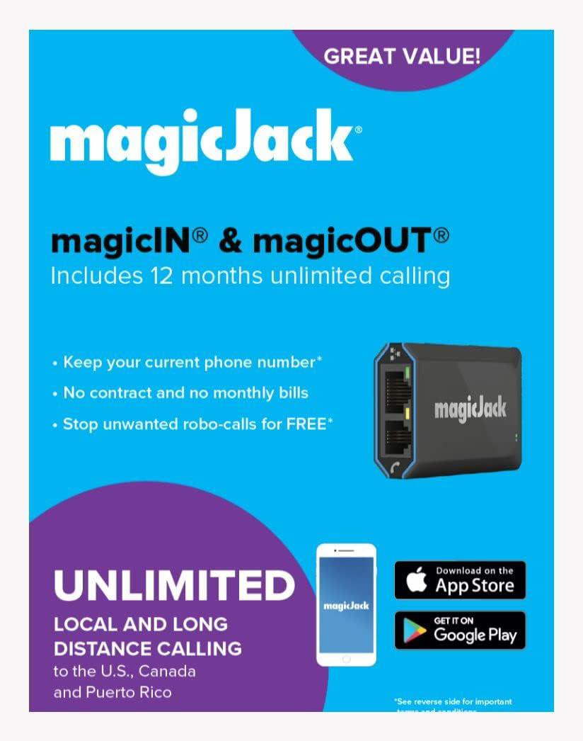 MagicJack, 2024 VOIP Phone Adapter, Portable Home and On-The-Go Digital Service.