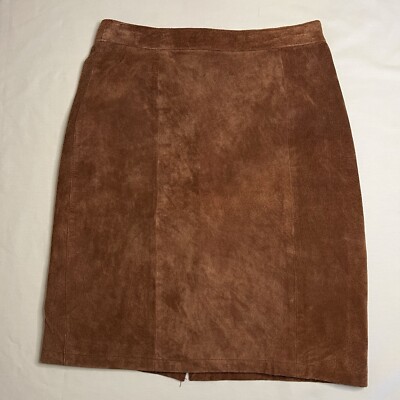 brown suede skirt 100% leather Global Identity 21'' size junior's 5/6