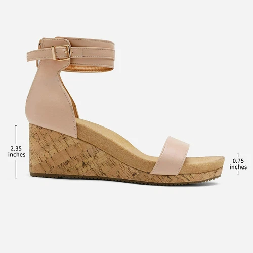 Women Ankle Strap Open Toe Back Zipper Platform Casual Dress Wedge Sandals - Picture 33 of 39