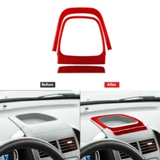 3Pcs Red Carbon Fiber Above Console Storage Cover For Chevrolet Sonic 2012-2016