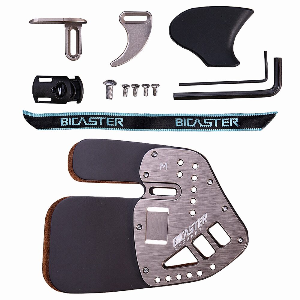 Archery Finger Tab Guard Protection Genuine Leather + Aluminum S/M/L Hunting