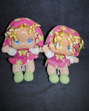 🍀Lot 2 Doudou Poupée PLAYSKOOL 2006 HASBRO Rose Fille Grelot Papillon 21 Cm