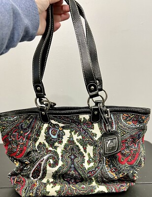 Talbots Women s Reversible Shoulder Bag Red & Paisley Print 14.5x11 