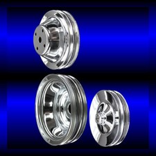 Chrome Small Block Chevy Pulley Set 3 Pulleys Long Pump Sbc 283 327 350 383 400