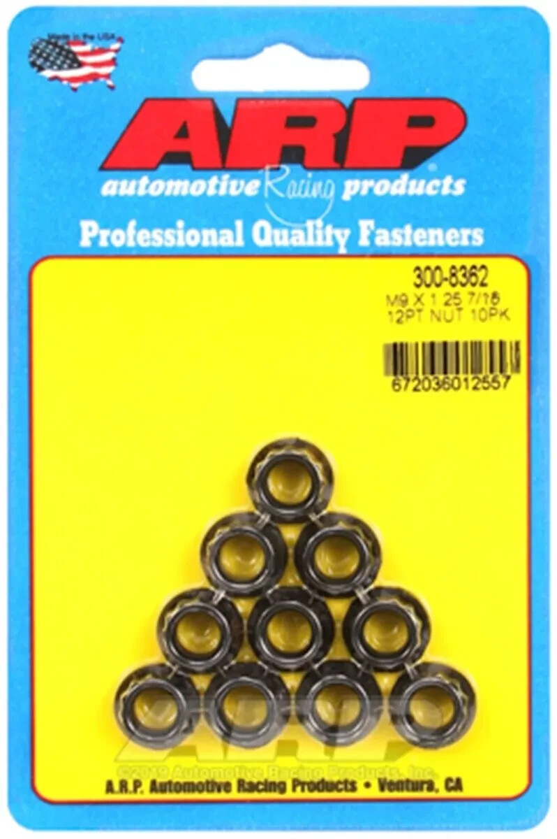 ARP 300-8362 9mm Nuts Kit M9 x 1.25 12pt 10pcs 8740 Steel