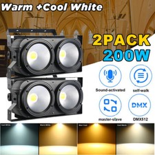 2pcs 200W COB LED Stage Par Light DMX DJ Audience Blinder Light Warm Cool White