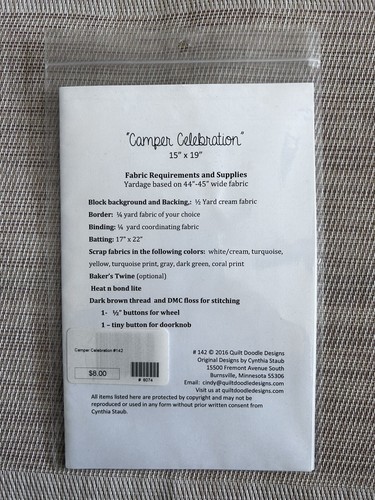 QUILT DOODLE DESIGNS "Camper Celebration " 15" X 19" Quilt Pattern - Picture 2 of 2