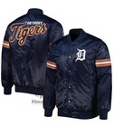 Mlb Detroit Tigers Lightweight Nylon Bomber Navy Jacket Patch Logo Jhd