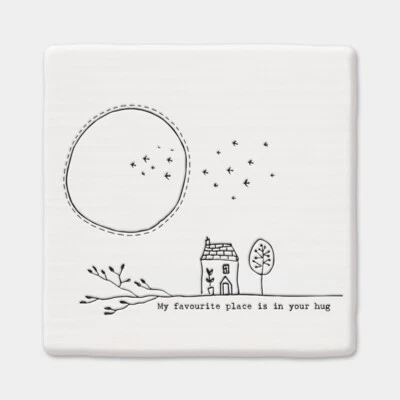 East of India Porcelain Square Padded Coasters Keepsake Gift