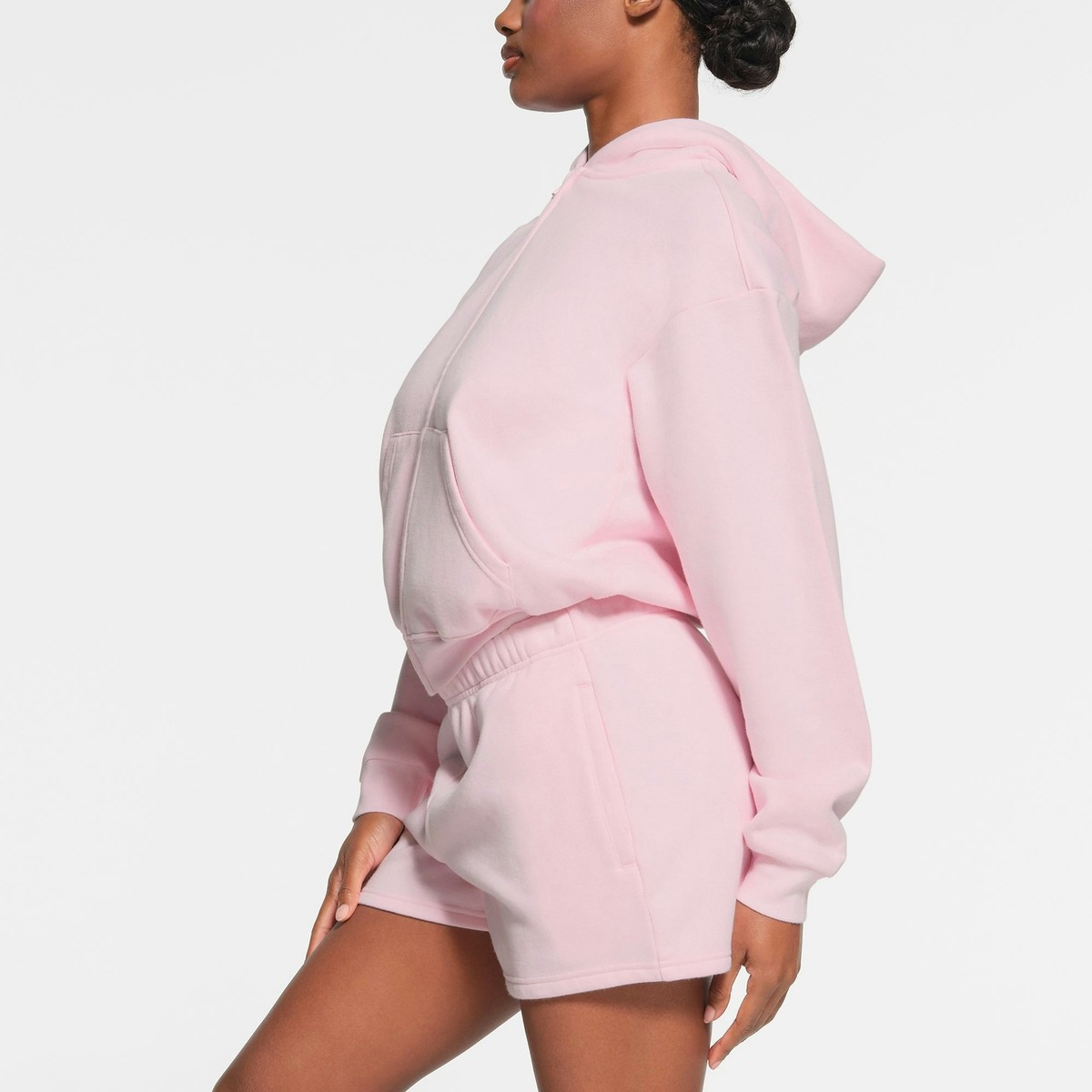 SKIMS Cotton Fleece Classic Zip Up Hoodie Hooded Sweatshirt Cherry