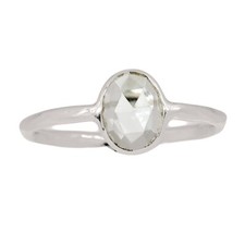 Natural Crystal Quartz - Brazil 925 Sterling Silver Ring Jewelry s.7.5 CR71245