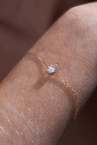 14K Gold Pear Diamond Bracelet 1.00 Carat Lab-Grown Diamond - Picture 7 of 8