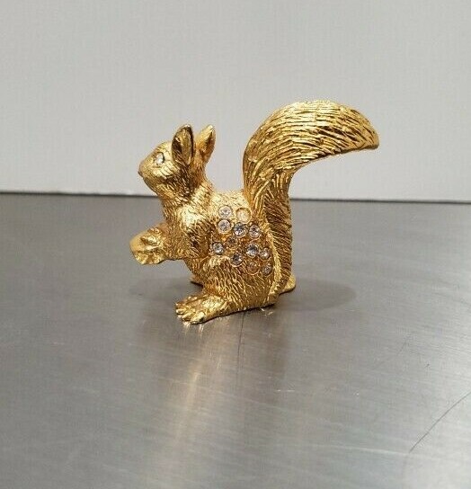 Gold Squirrel Holding Nut Crystal Rhinestone Embellished Figurine | eBay