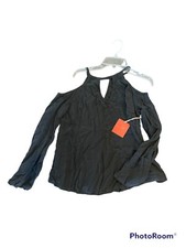 NWT Girls New Cold Shoulder Top Black Long Sleeved Top Clothes sz Teen Girls XS