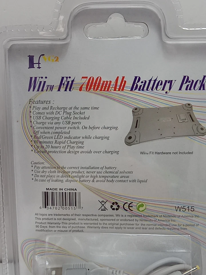 Batería Wii Fit 700mAh HVG2 NUEVA SELLADA Raro Encontrar Foto 3 de 3