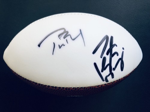 TOM BRADY PEYTON MANNING SIGNED AUTO MINI FOOTBALL Patriots Fanatics & JSA COA!!