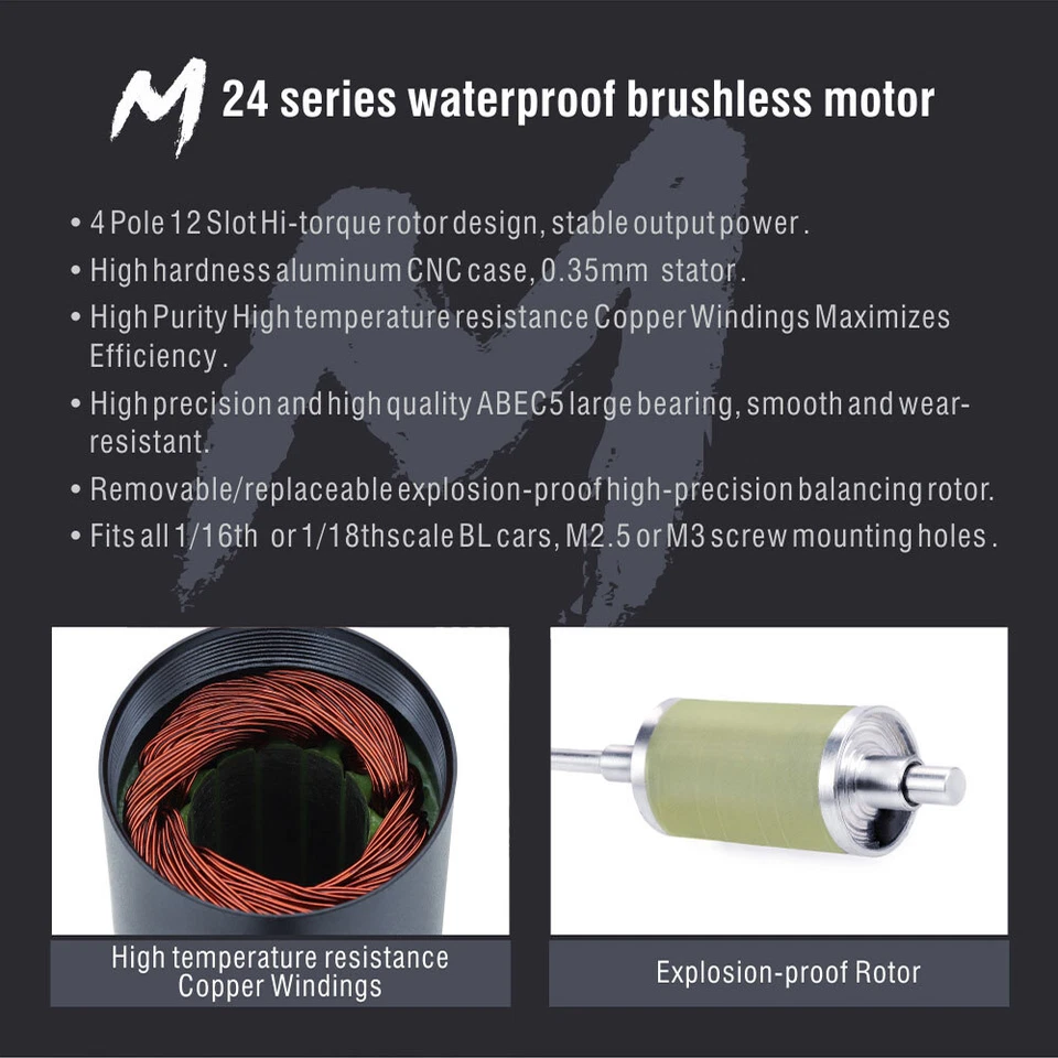 SURPASS HOBBY 3100/4500/4800KV Brushless Motor ESC Combo for1/10 1/14 1/16RC Car - image 4 of 4