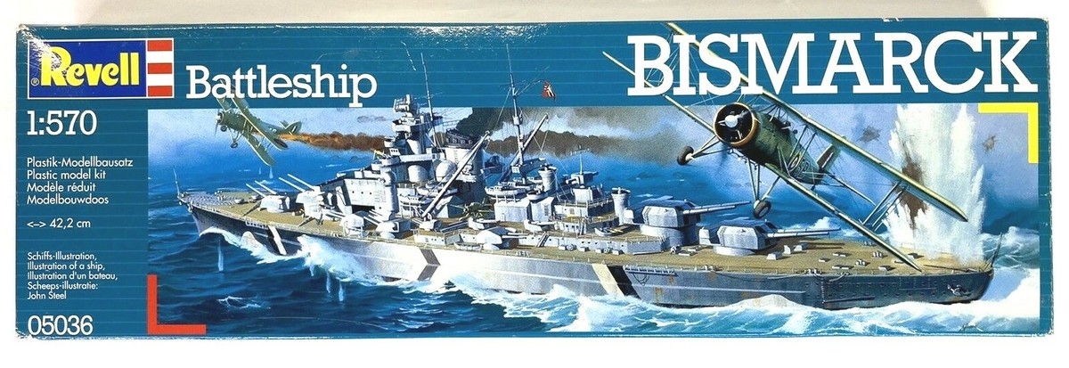 Vintage Revell Battleship Model Kit, Bismarck 1:570 Scale, Item