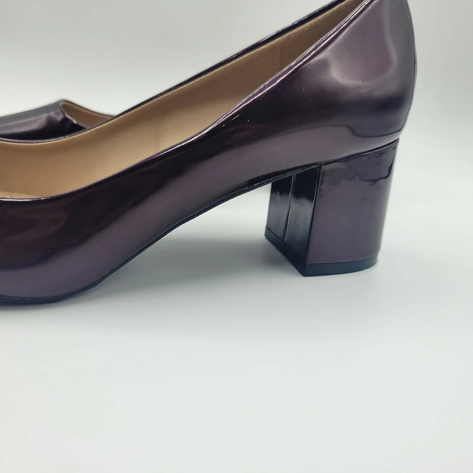 Zapatos Cushion Walk by Avon Tacón Bloque Tono Vino Charol 9 M Cuero Punta Punta Foto 4 de 4
