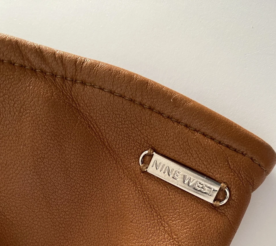 Guantes de cuero suaves para mujer Nine West guantes de conducción marrón camel forrados talla XL Foto 3 de 4