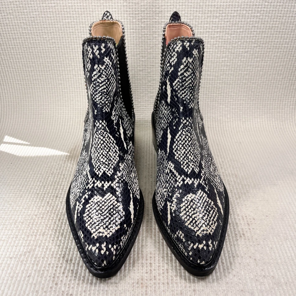 Botines Chelsea Coach Bowery Bead negros blancos de cuero de serpiente para mujer talla 6 Foto 2 de 4