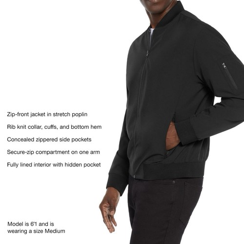 Express Men’s Lightweight Bomber Jacket Black Full Zip Size L - Large - NWT $148 - Picture 4 of 17