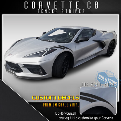 For 2020-2021 C8 Corvette Fender Stripes Overlay Graphic Decal - Matte Vinyl