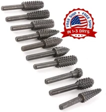 10Pcs Rotary Burr Set Head Tungsten Carbide Burrs 1/4'' Shank Die Grinder Bit US