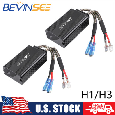 2X H1 H3 LED Headlight Canbus Decoder Anti Flicker Flash Load Resistor Canceller