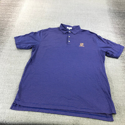 Peter Millar Polo Shirt Mens Extra Large Purple Stripe Ridgewood   Performance