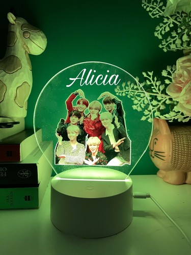 Personalised BTS music band Night Light Birthday Gift Christmas Colour change