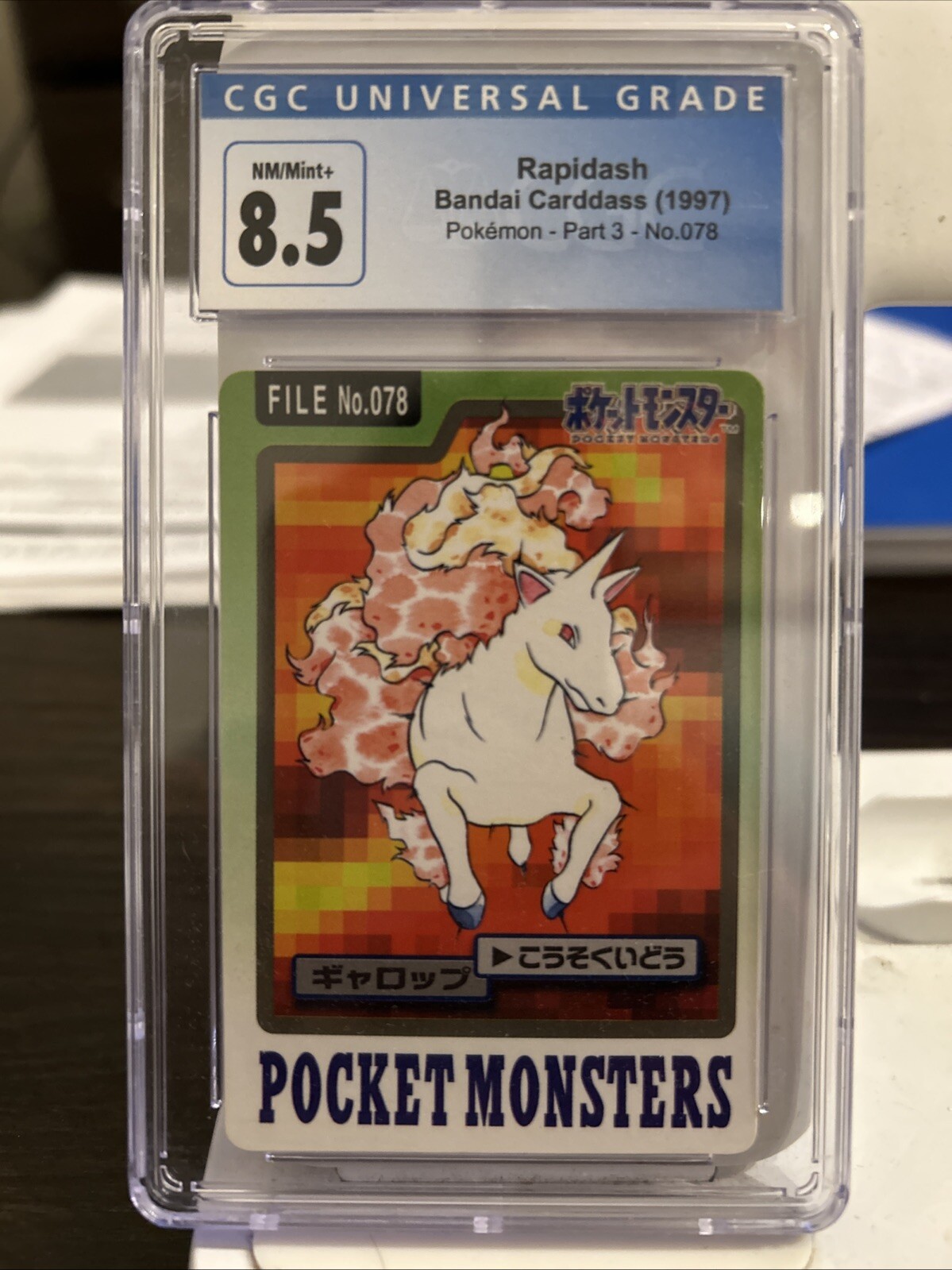 Pokemon 1997 Japanese Bandai Pocket Monsters Carddass No. 078 - Rapidash CGC 8.5