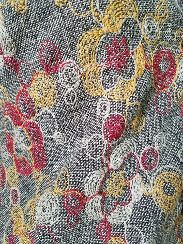 Blazer Andria Lieu Mujer Manga 3/4 Tejido Bordado Funky Arte Abotonado Pequeño Foto 3 de 4