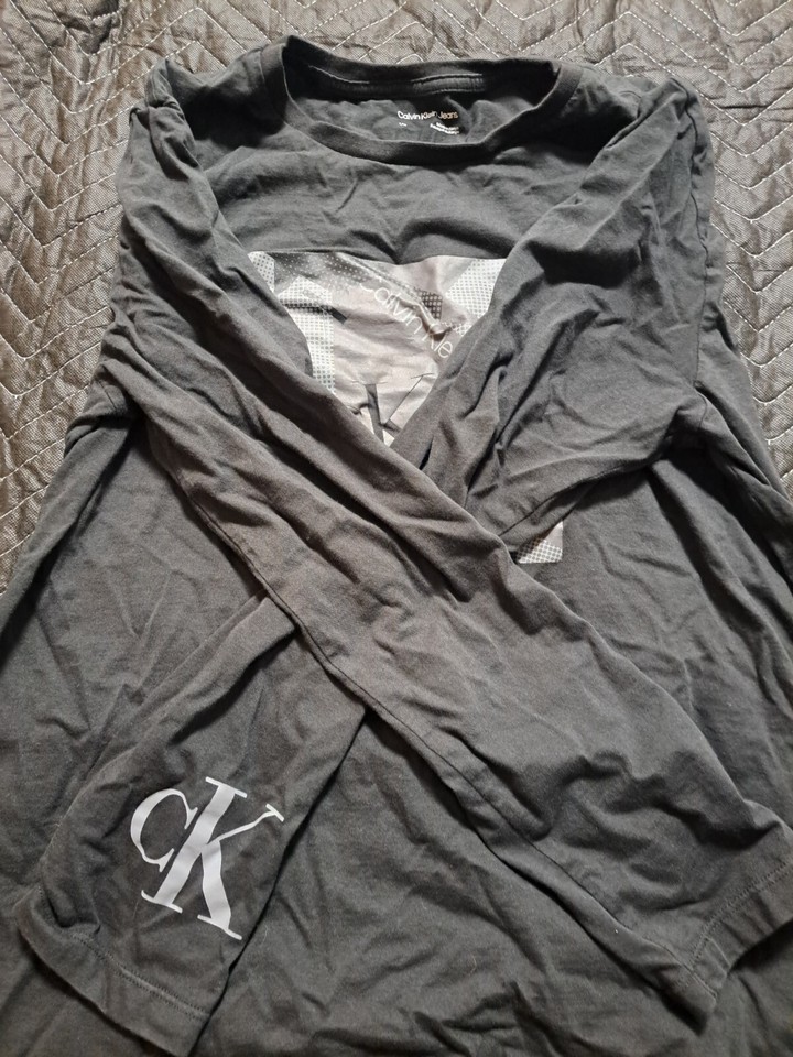 Calvin Klein Black Long Sleeve Graphic Mens Large T Shirt eBay