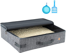 Large Portable Cat Travel Litter Box with Zipperd Top for Medium, Large or Multi