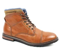 Mens Cap Toe Ankle Dress Derby Boots Lace Up Modern Denim Friendly Footwear AZAR