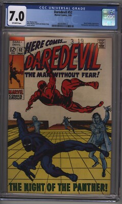 DAREDEVIL 52 CGC 7.0 OFF WHITE PAGE BLACK PANTHER ON COVER DAREDEVIL NEW CASE C1
