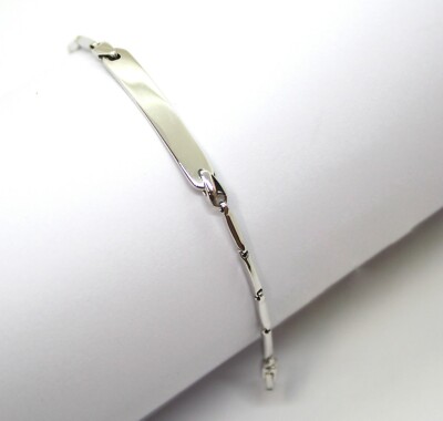 18k White Gold Bracelet with Customizable Plate - Kids Size