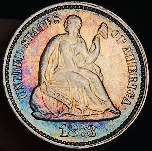 1873 Seated Liberty Half Dime 5C UNCIRCULATED CHOICE 90% Silver US Coin CC26355 - Picture 5 of 7