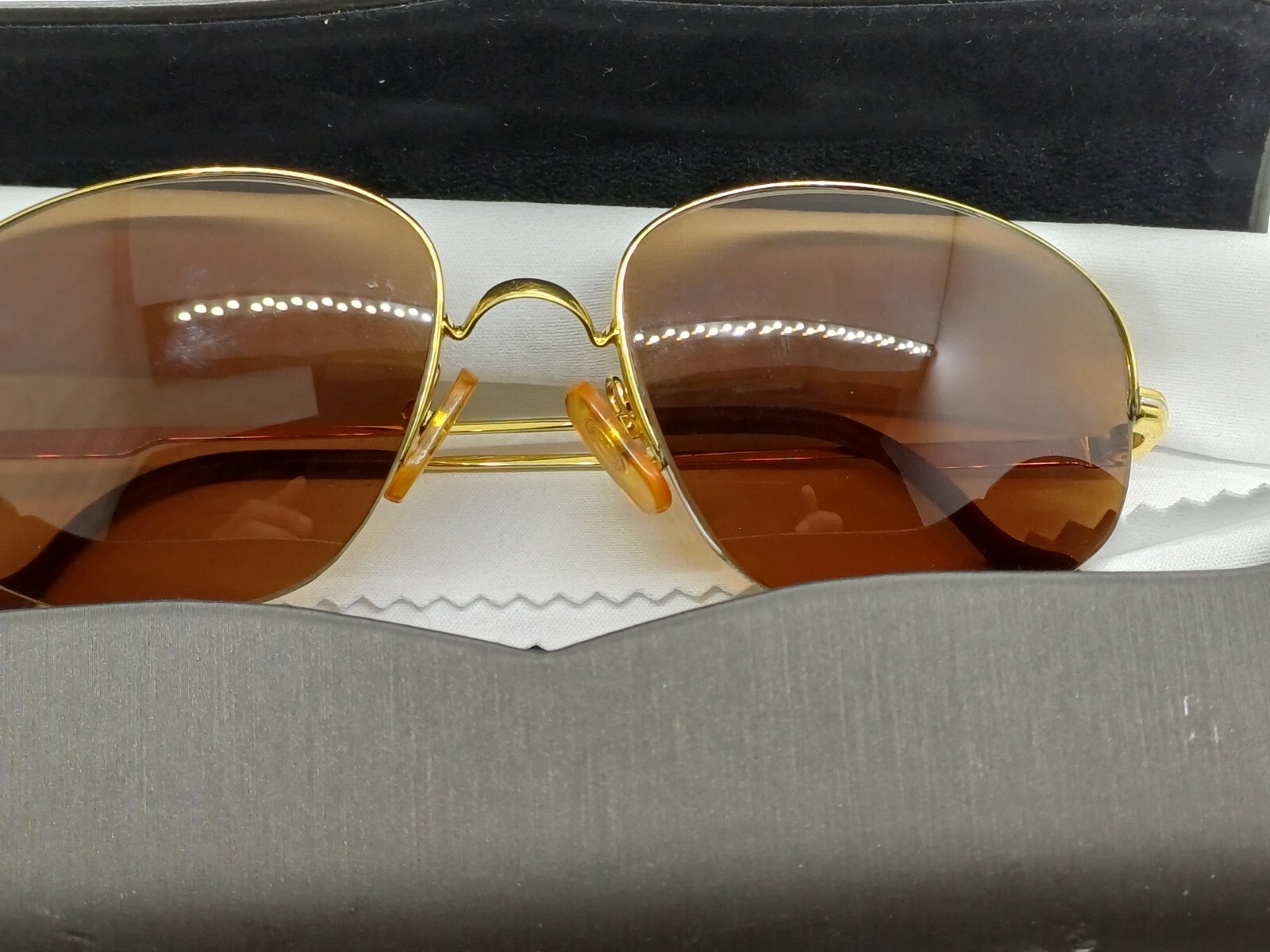 RARE VINTAGE CARTIER MONTAIGNE HALF FRAME GOLD BROWN LENSES FRANCE SUNGLASSES image 8