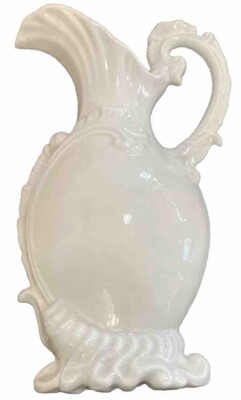 Albertas Signed Porcelain Embossed Scroll Pitcher 8 1/2  Tall 4-1/2  Wide *Q