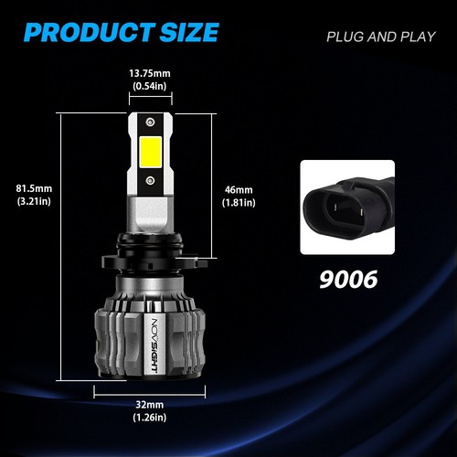 NOVSIGHT 72W 15000LM LED Headlight Bulbs Kit High Low Beam 6500k Super Bright - Picture 9 of 21