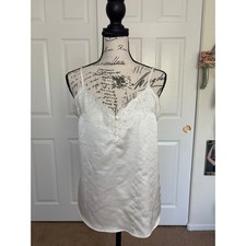 Abercrombie Fitch Cream Satin Lace Trim Camisole Top White Medium