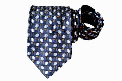 ERMENEGILDO ZEGNA MEN'S TIENAVY BLUEGEOMETRIC WIDTH: 3.50'' LENGTH: 57''